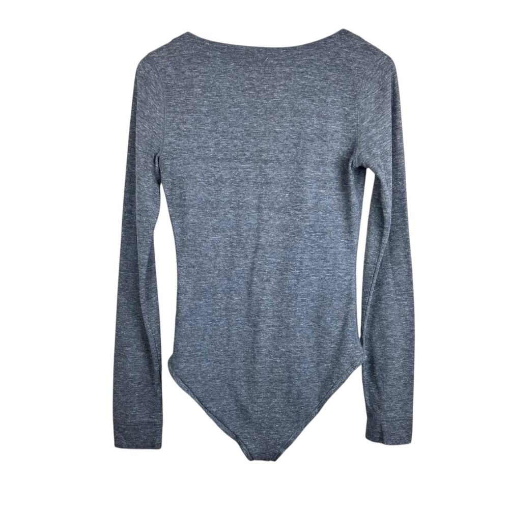Intimately Free People Dylan Thermal Gray Knit Long Sleeve Full Butt Bodysuit - Picture 8 of 15